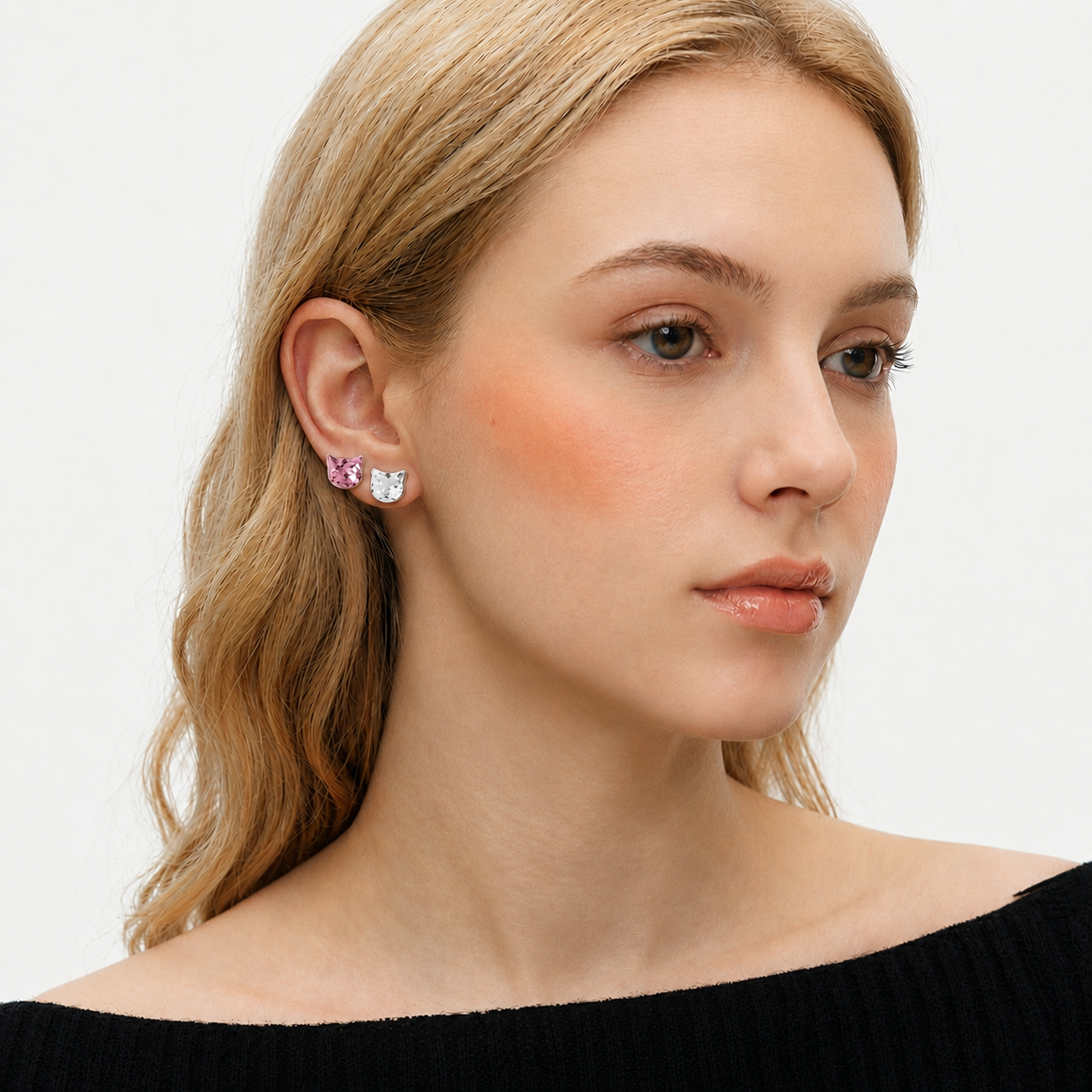 S925 Sterling Silver Cat Piercing Studs Earrings - 1 Piece