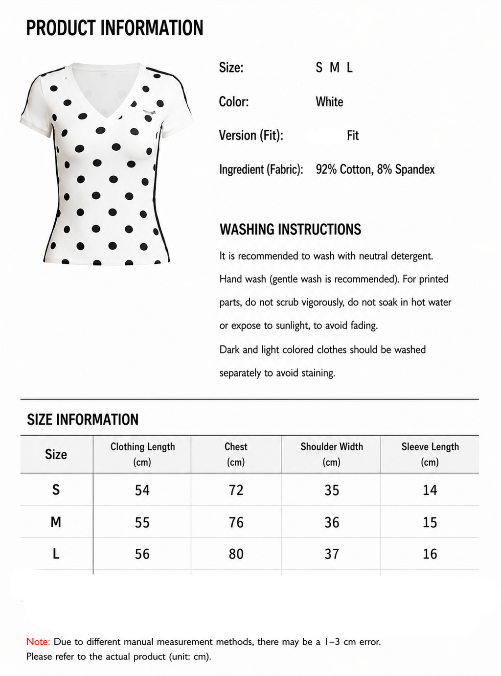 Polka Dot Crop Top – Slimming V-Neck Sporty Tee