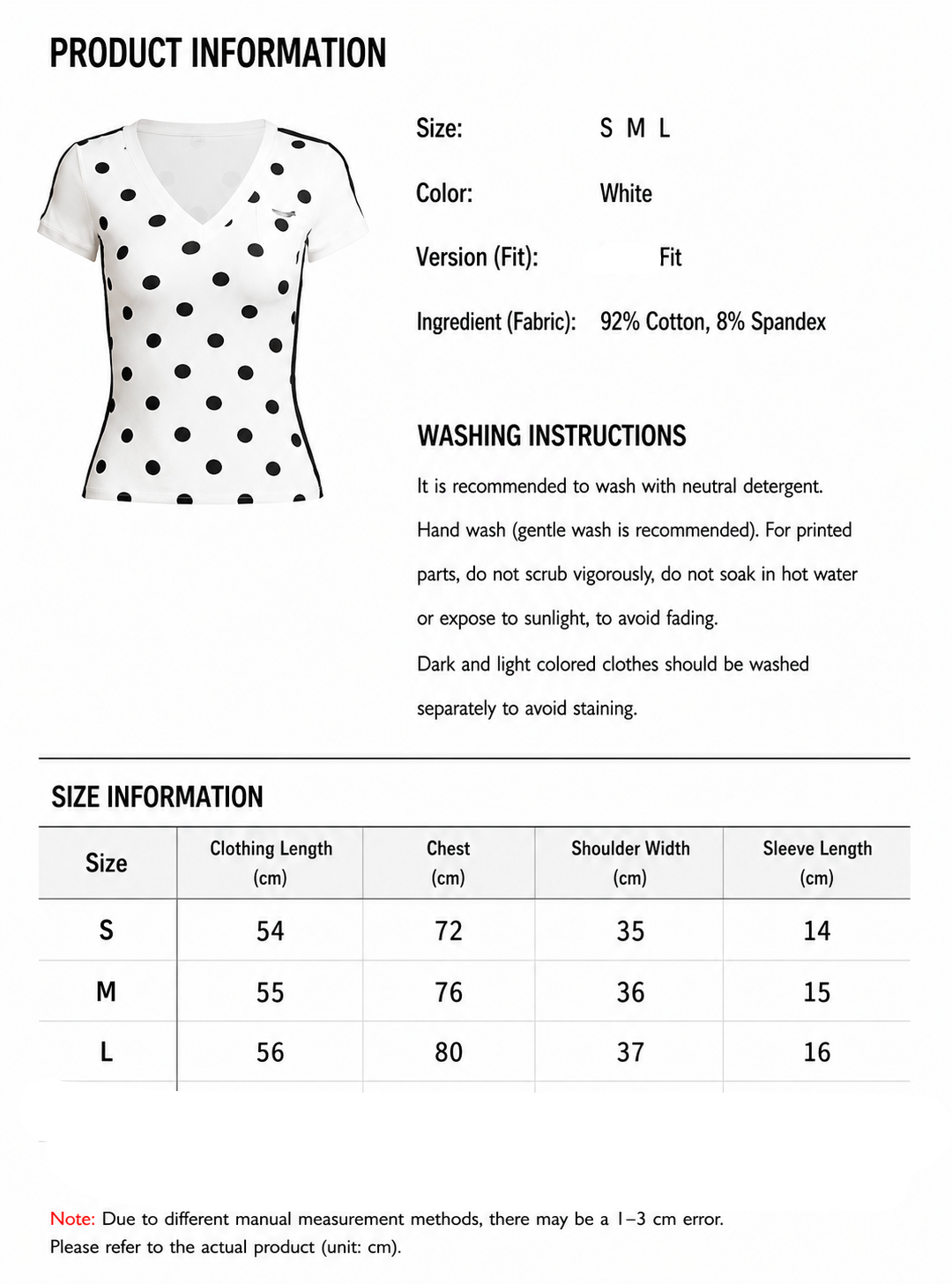 Polka Dot Crop Top – Slimming V-Neck Sporty Tee