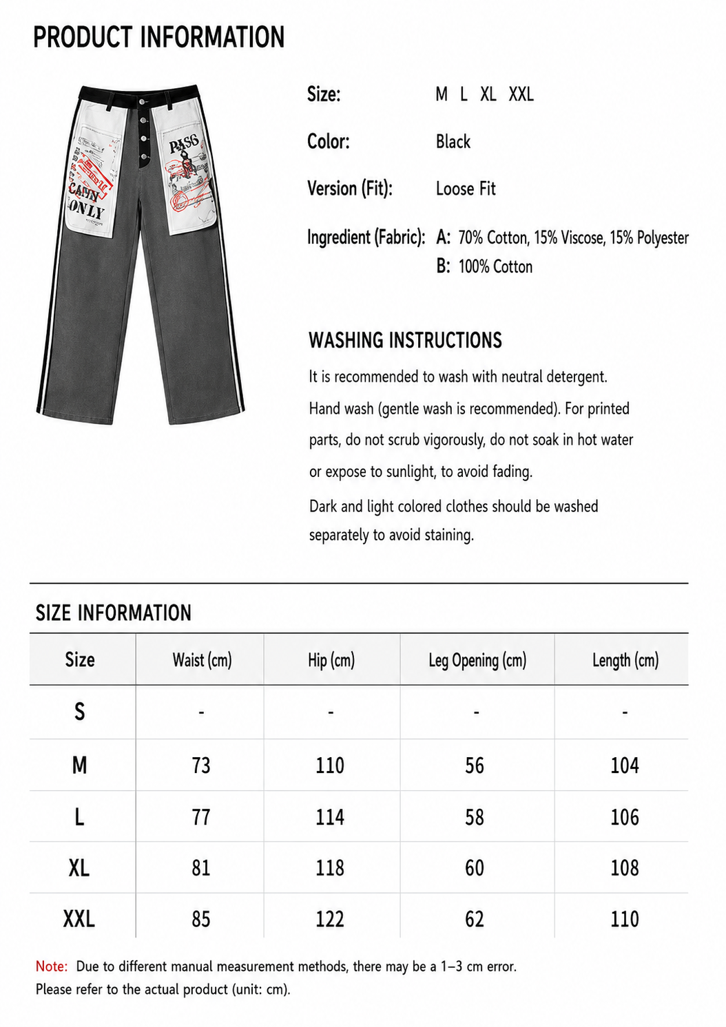 Inside-Out Distressed Denim Jeans – Baggy Graffiti Large-Pocket Pants