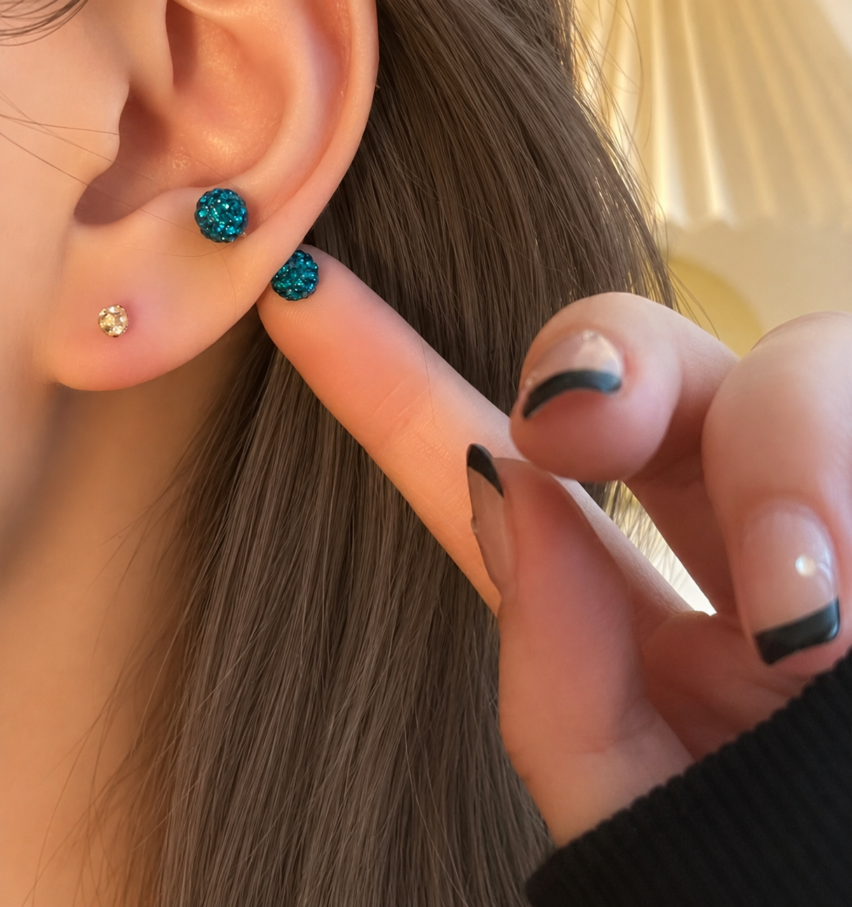 Mutli Colours Flash-Shine Titanium Ear Studs | Waterproof & sleep-safe / Leave-in piercing stud / Daily wear-and-forget jewelry / Skin-friendlyt/Ball Screw-Back Ear Lobe & Tragus Piercing