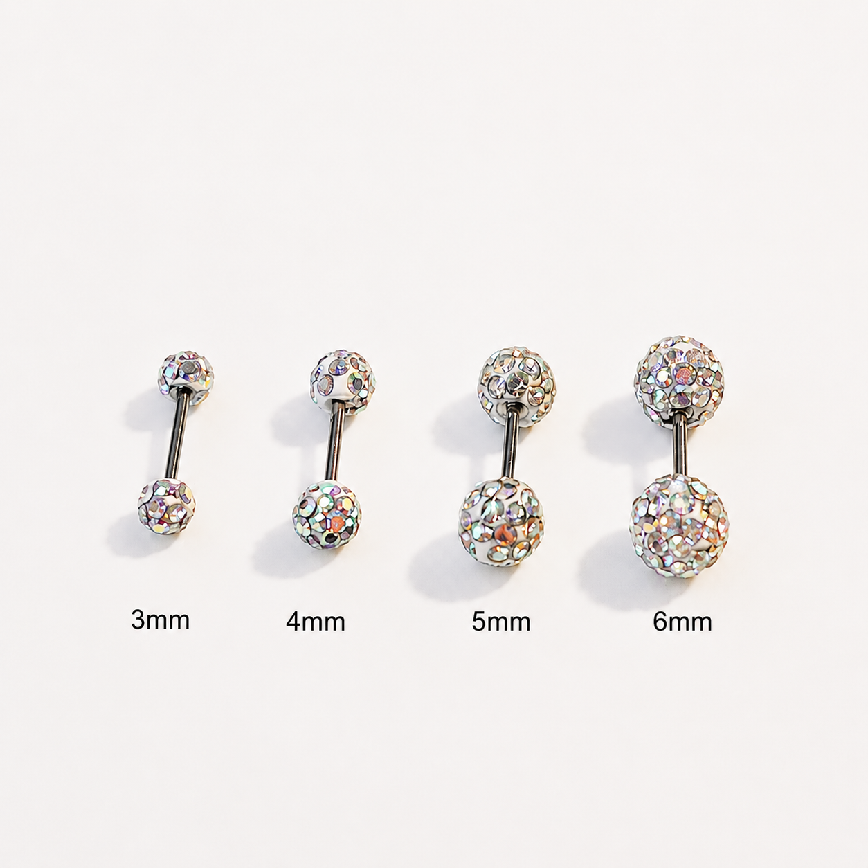 Mutli Colours Flash-Shine Titanium Ear Studs | Waterproof & sleep-safe / Leave-in piercing stud / Daily wear-and-forget jewelry / Skin-friendlyt/Ball Screw-Back Ear Lobe & Tragus Piercing