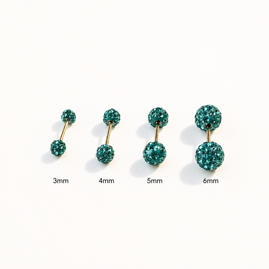 Mutli Colours Flash-Shine Titanium Ear Studs | Waterproof & sleep-safe / Leave-in piercing stud / Daily wear-and-forget jewelry / Skin-friendlyt/Ball Screw-Back Ear Lobe & Tragus Piercing