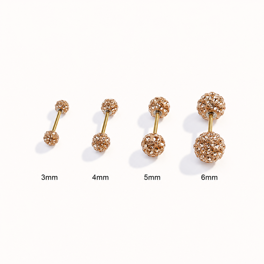 Mutli Colours Flash-Shine Titanium Ear Studs | Waterproof & sleep-safe / Leave-in piercing stud / Daily wear-and-forget jewelry / Skin-friendlyt/Ball Screw-Back Ear Lobe & Tragus Piercing