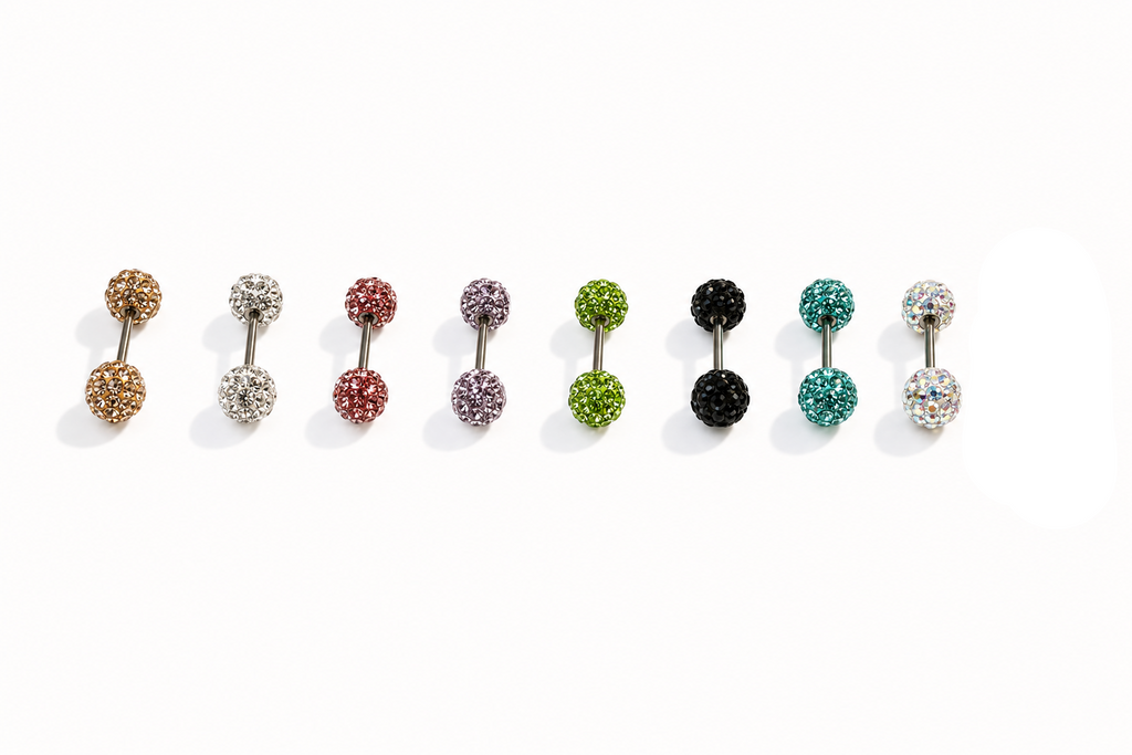 Mutli Colours Flash-Shine Titanium Ear Studs | Waterproof & sleep-safe / Leave-in piercing stud / Daily wear-and-forget jewelry / Skin-friendlyt/Ball Screw-Back Ear Lobe & Tragus Piercing
