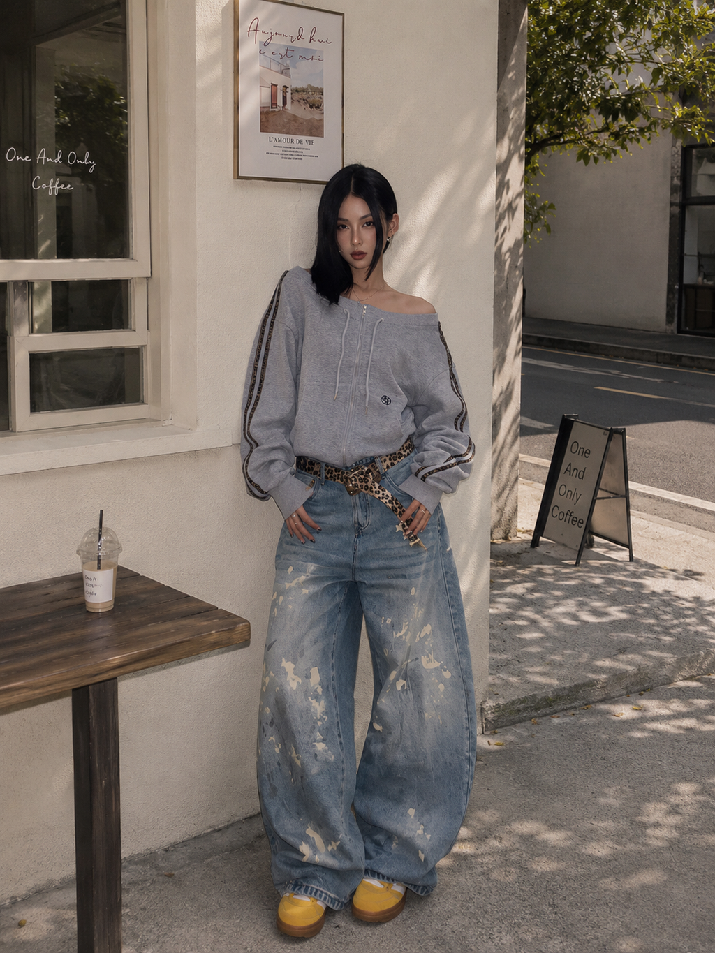 Off-Shoulder Long-Sleeve Crop Sweatshirt | Aesthetic Casual Athleisure