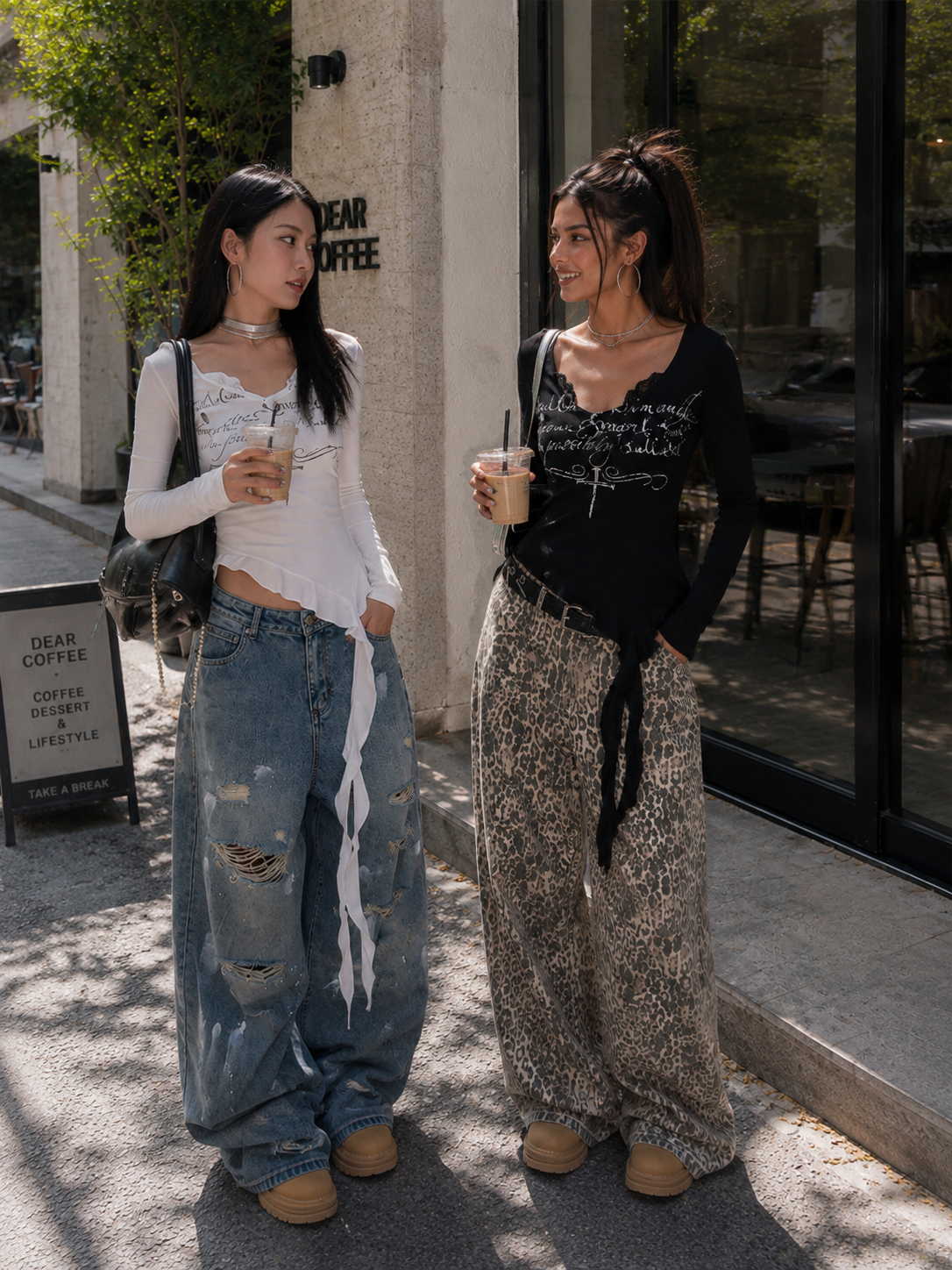 Romantic Lace-Trim Ruffle Long-Sleeve Tee | Women's Hot Girl Aesthetic Top