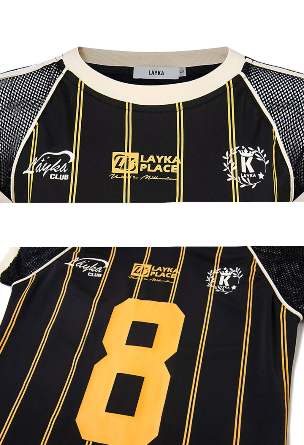 Retro Sporty Mesh Jersey Tee | Women's Striped Number 8 Print Short-Sleeve