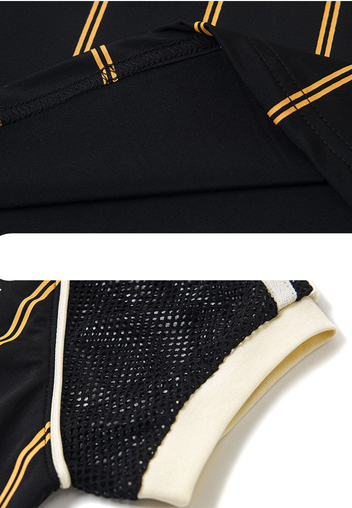 Retro Sporty Mesh Jersey Tee | Women's Striped Number 8 Print Short-Sleeve