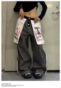 Inside-Out Distressed Denim Jeans – Baggy Graffiti Large-Pocket Pants