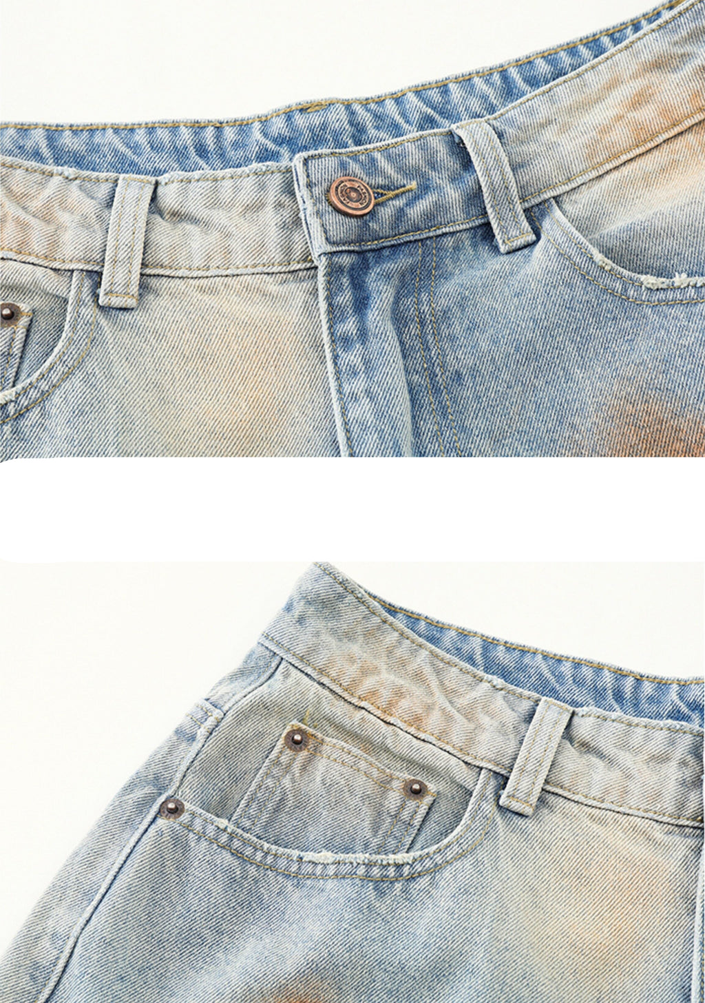Oversized Mud-Wash Cropped Denim
