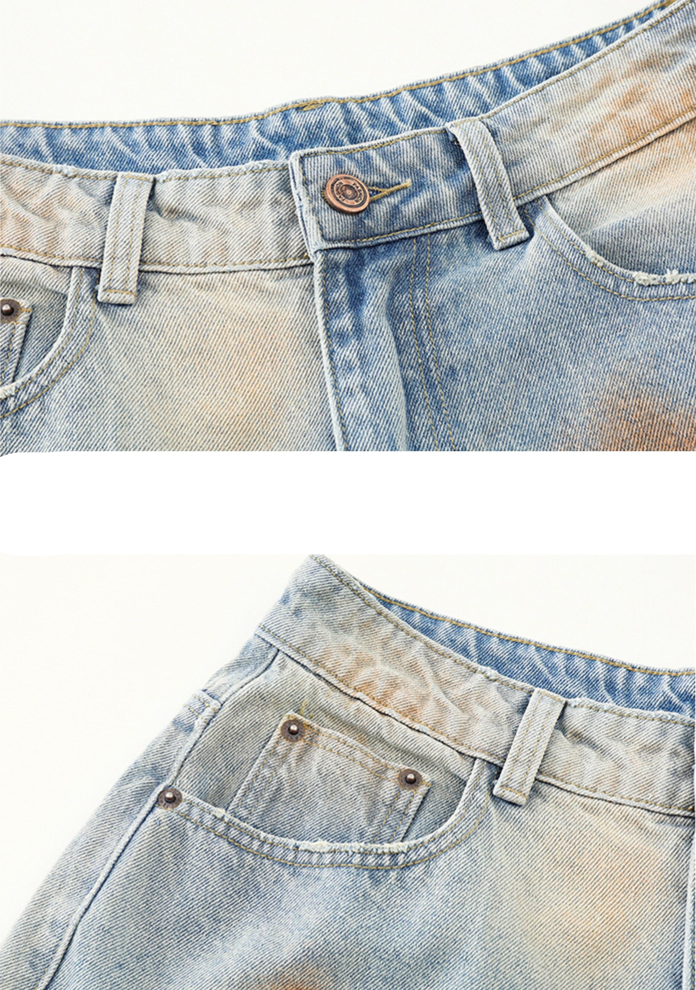 Oversized Mud-Wash Cropped Denim