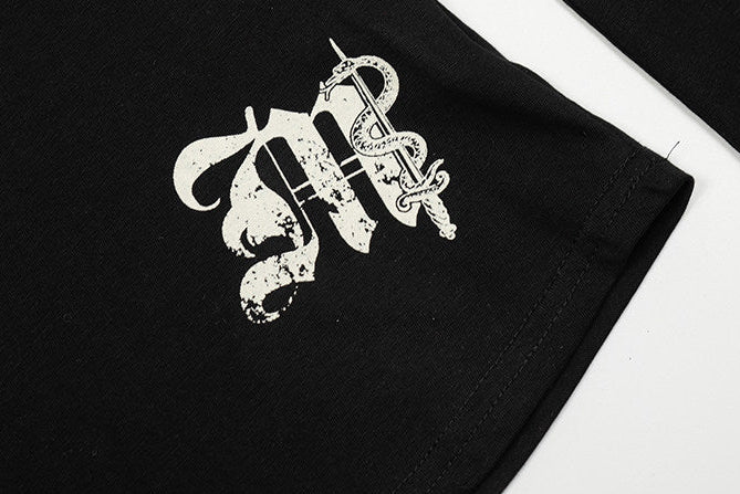 Gothic Graphic Hooded Long-Sleeve Tee | Women's Slim-Fit American Streetwear Sheer Top