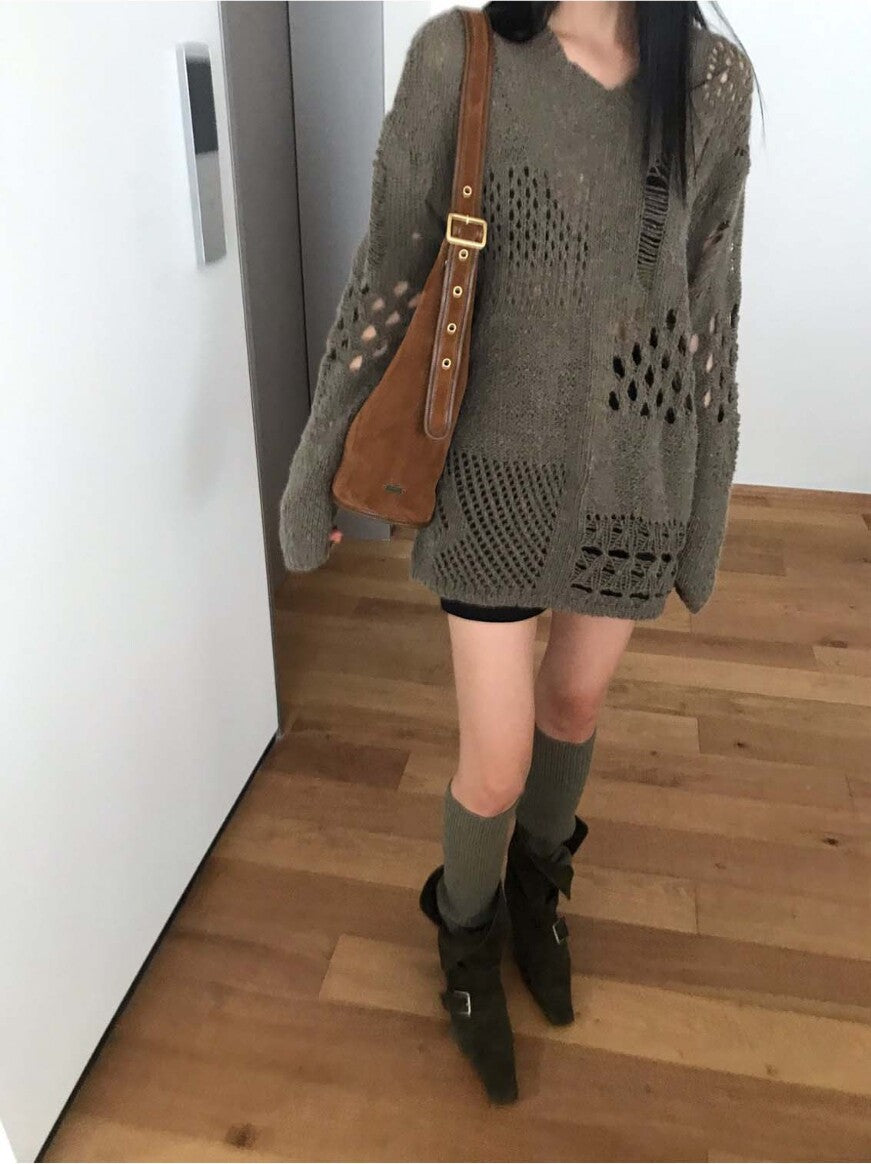 Asymmetrical Destroyed Knit Top