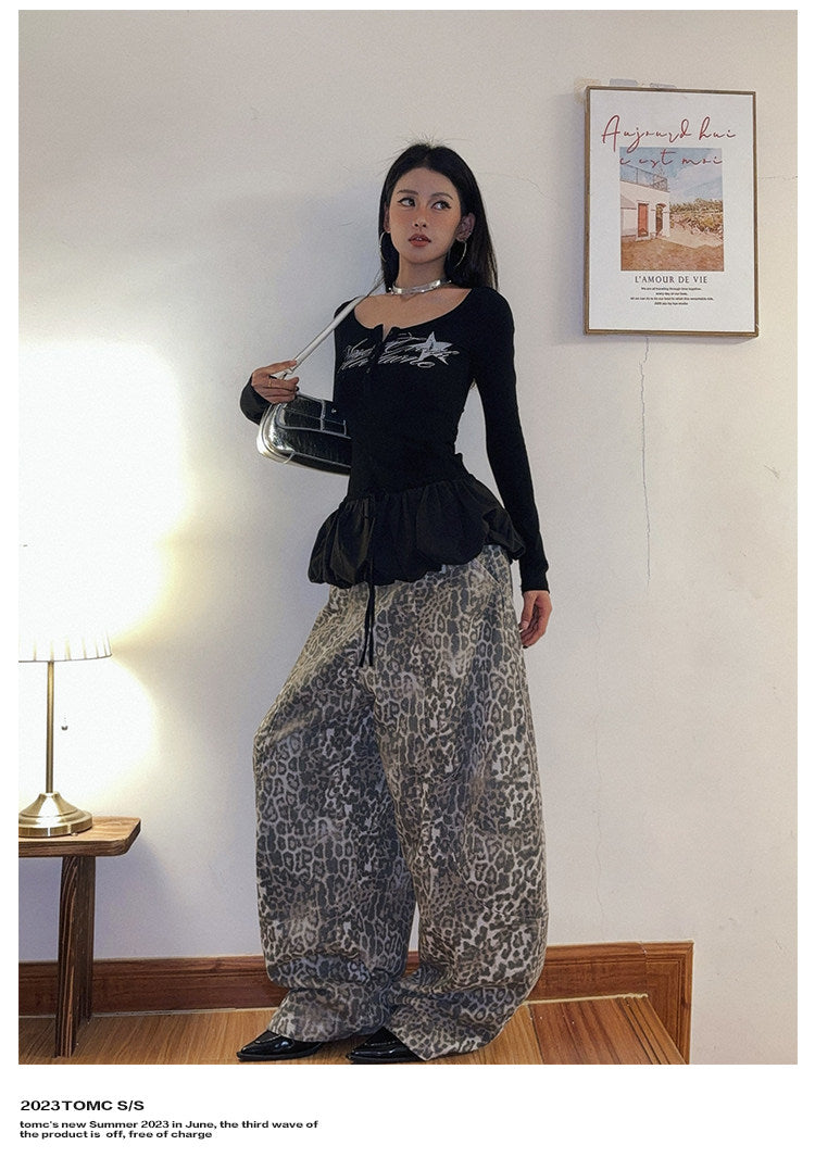 Balletcore Ruffle-Hem Long-Sleeve  | Slim-Fit Streetwear Top