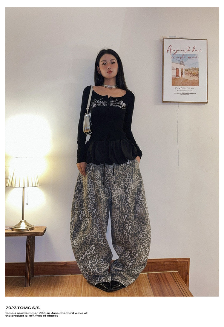 Balletcore Ruffle-Hem Long-Sleeve  | Slim-Fit Streetwear Top