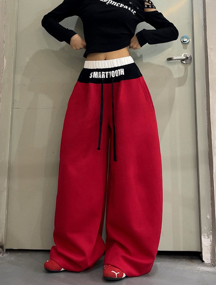 Faux Two-Piece Boxer Waist Curved Sweatpants