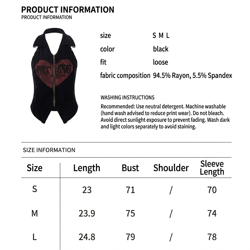 Edgy Heart Graphic Studded Halter Vest | Women's Summer Hot Girl Zipper Crop Top