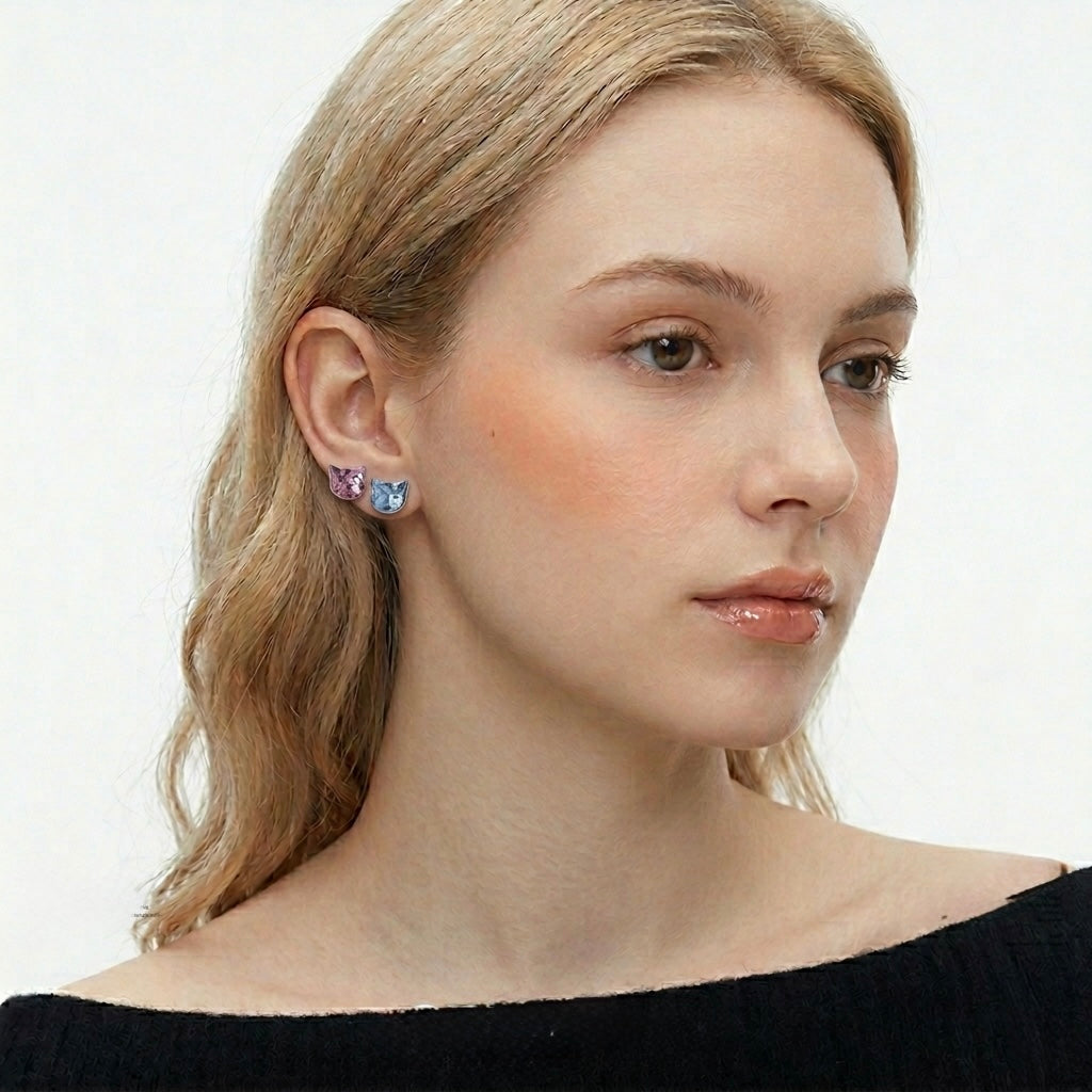 S925 Sterling Silver Cat Piercing Studs Earrings - 1 Piece