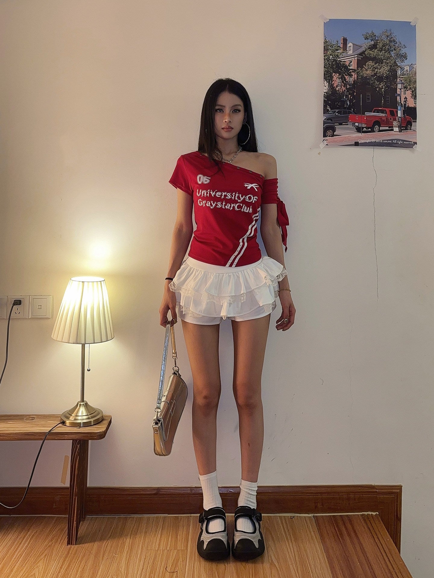 Sporty Cut-Out Lace-Up Asymmetrical Tee | Women's Niche Summer Short-Sleeve